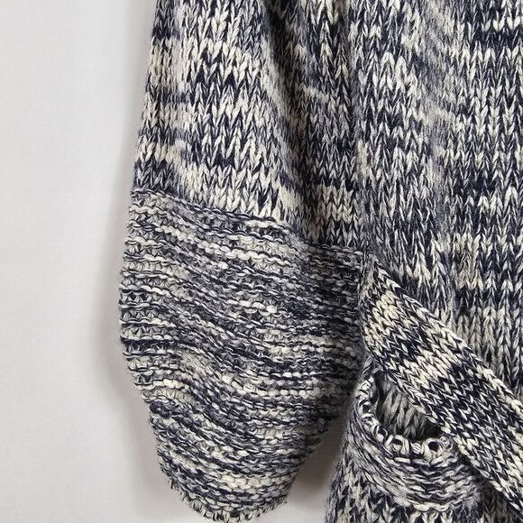 Frame Belted Melange Wool Blend Belted Cardigan in Navy and Light Gray Size S - Picture 7 of 14